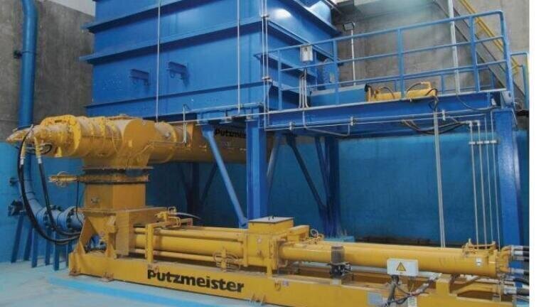 Putzmeister sludge receiving and conveying system
