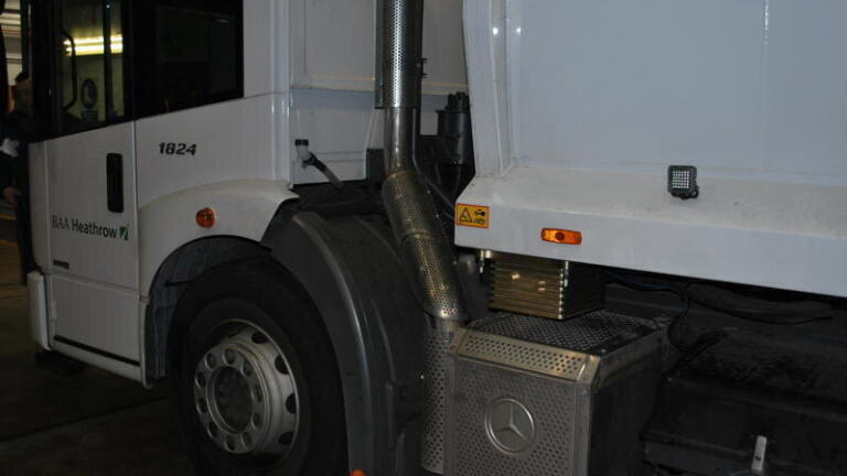 The HRN3 unit fitted to a Heathrow Airport Mercedes 2009 dust cart