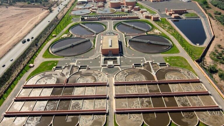 Marrakech Municipal Wastewater treatment including sludge digestion, water reuse via tertiary treatment and odour control : 110.000 m³/d and 1.300.000 PE.