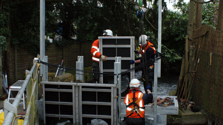 Penstock Sluice Structure Installed in Flooded River