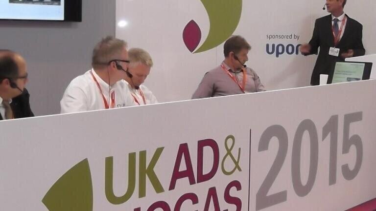 Alastair James Ward (right) speaking at UK AD & Biogas