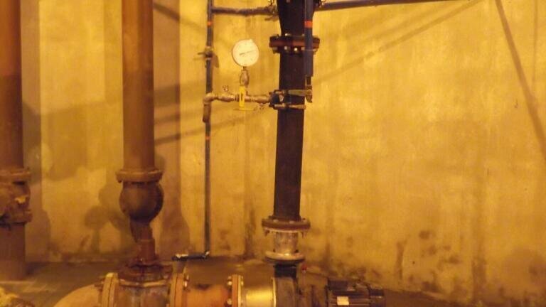 One of Landia's pumps at Little Rock taking up far less room on the plinth than the previous much larger screw impeller pumps