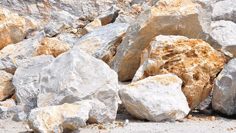 Limestone rock is the main raw material for cement