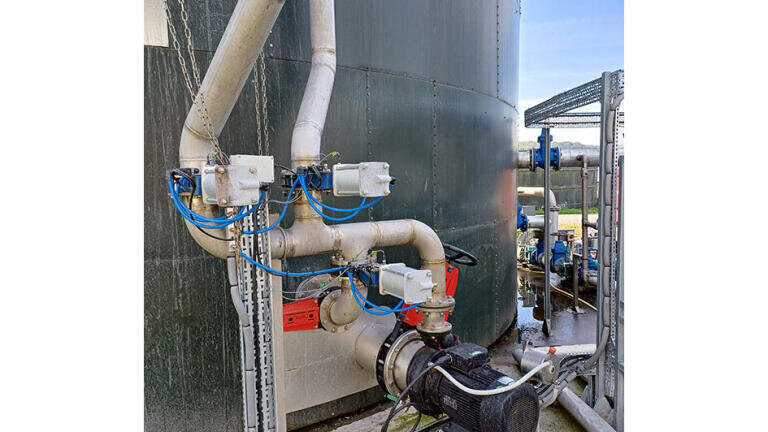 The Landia biogas mixing system incorporates biogas recirculation.