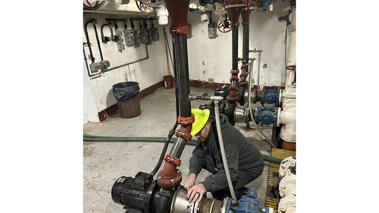 Joe Garrett (Operator) checking on one of the Landia Chopper Pumps.